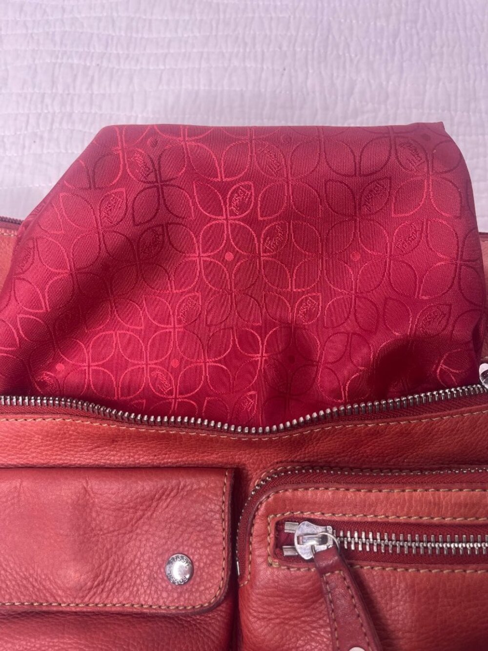 Vintage Fossil Sutter Soft Pebbled Leather Crossbody Red Everyday Purse Bag - Picture 10 of 15